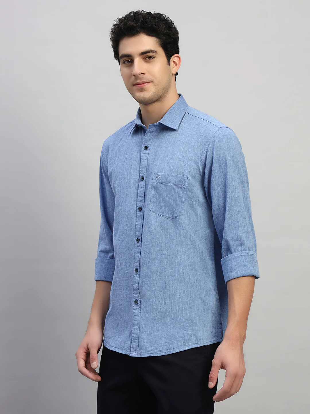 Casual Shirt for Men | Breathable & Soft with Color Fastness Regular Fit Spread Collar Neck Cotton Fabric Self Design Pattern - Image 3