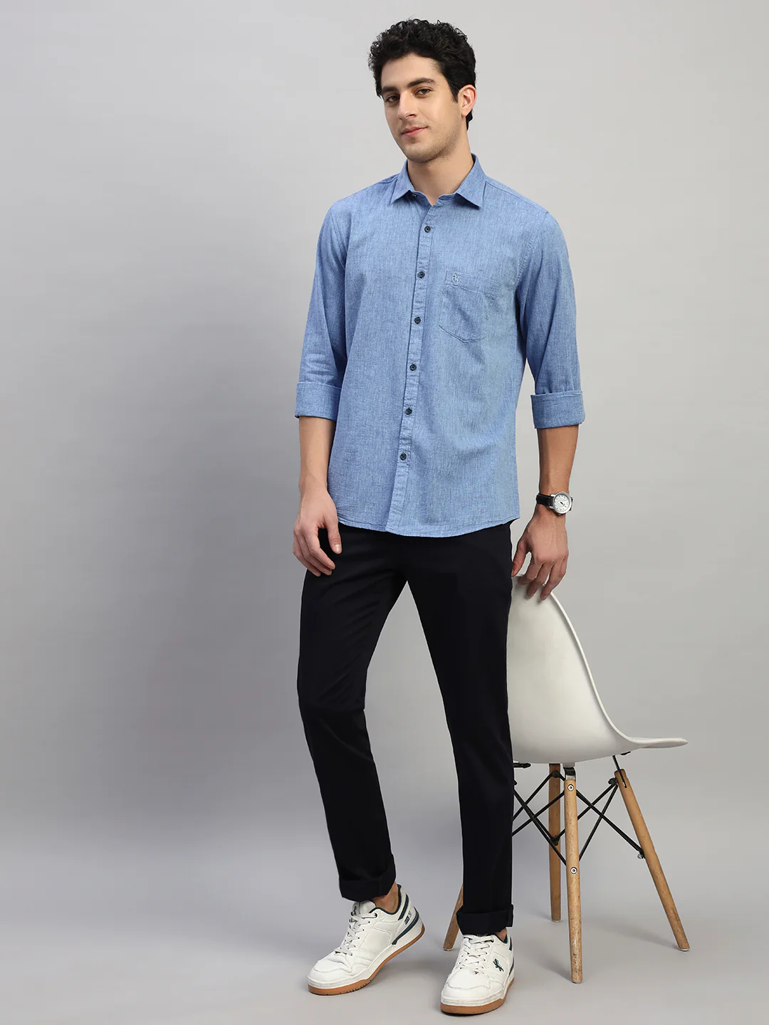 Casual Shirt for Men | Breathable & Soft with Color Fastness Regular Fit Spread Collar Neck Cotton Fabric Self Design Pattern - Image 8