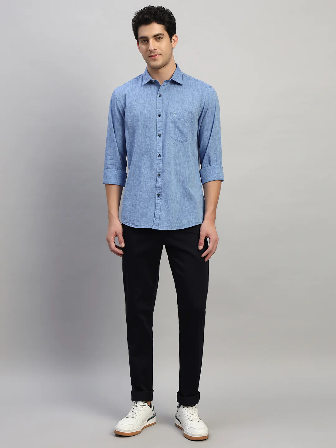 Casual Shirt for Men | Breathable & Soft with Color Fastness Regular Fit Spread Collar Neck Cotton Fabric Self Design Pattern - Image 9