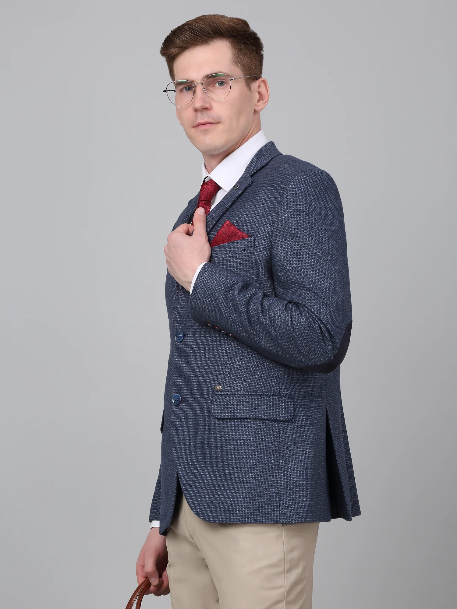 Men’s Blue Self Design Casual Blazer | Cantabil - Image 3