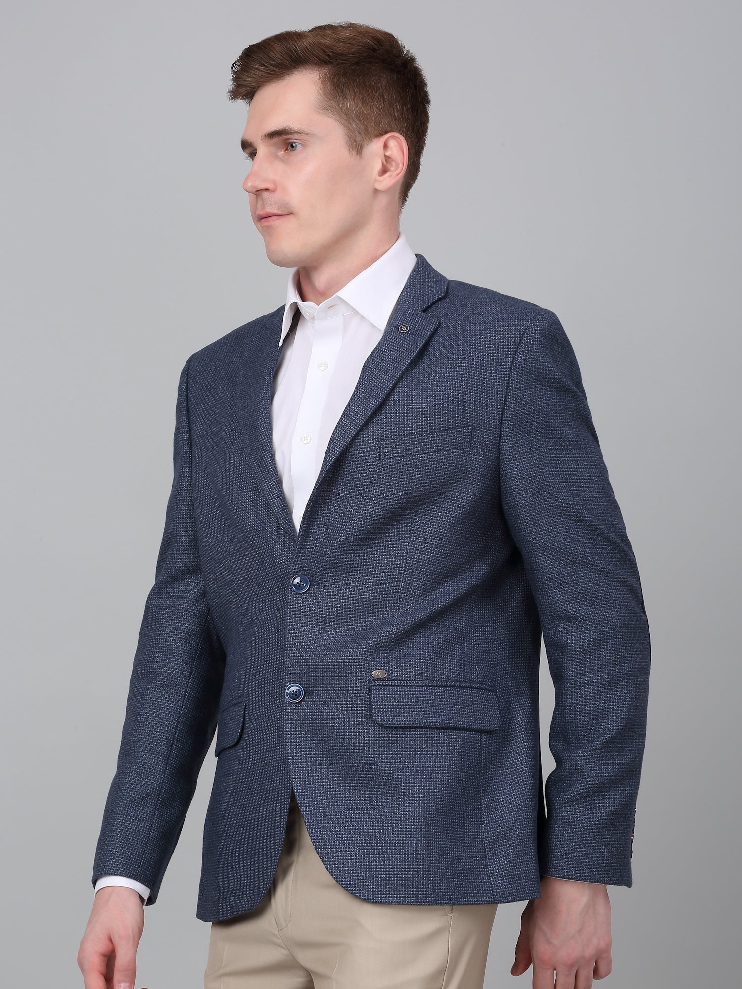 Men’s Blue Self Design Casual Blazer | Cantabil - Image 4