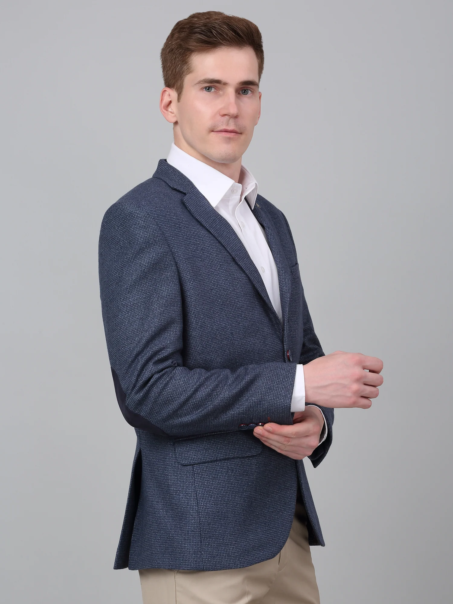 Men’s Blue Self Design Casual Blazer | Cantabil - Image 5