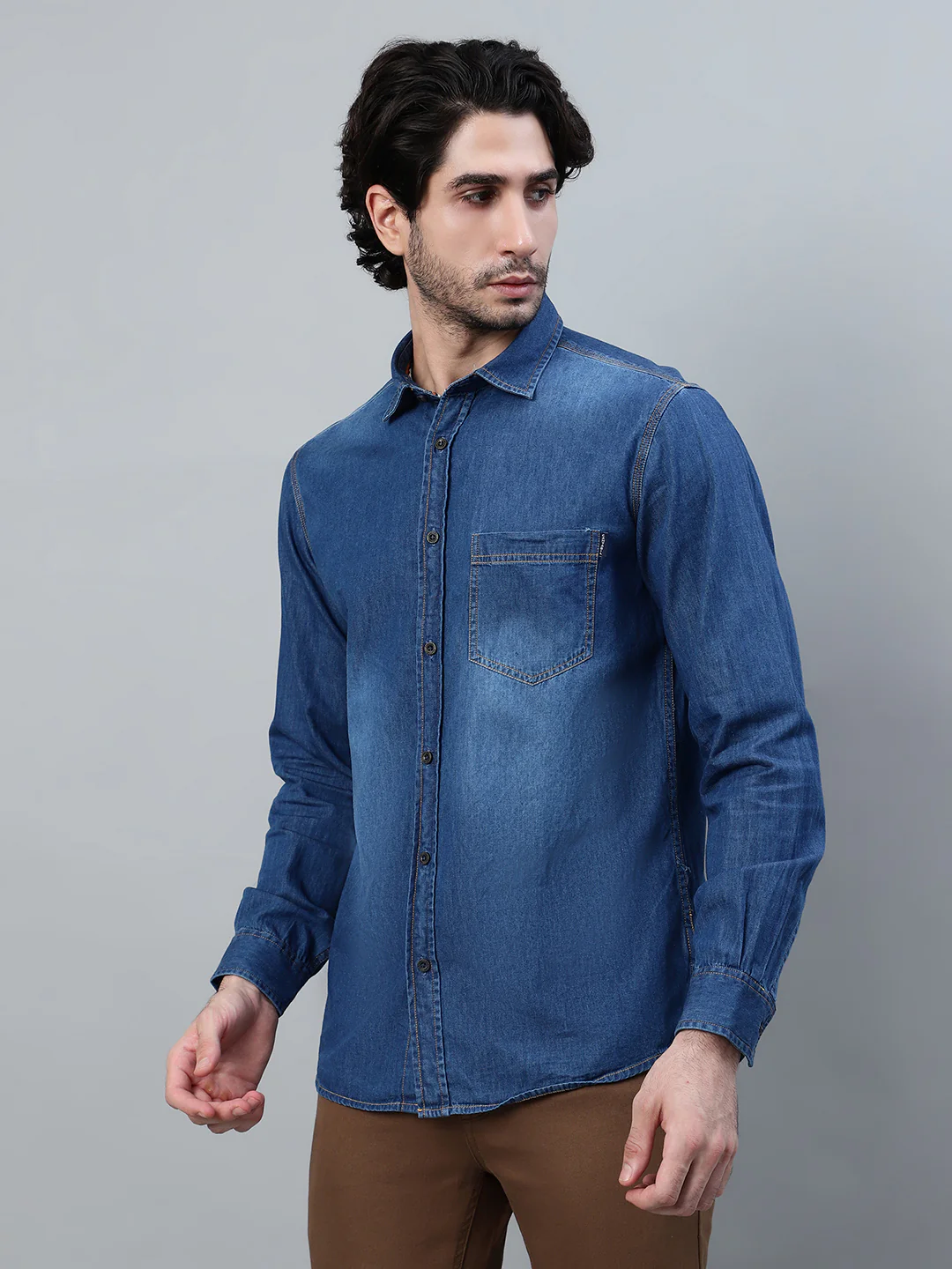 Casual Shirt for Men | Breathable & Soft with Color Fastness Regular Fit Spread Collar Neck Cotton Fabric Solid Pattern - Image 3