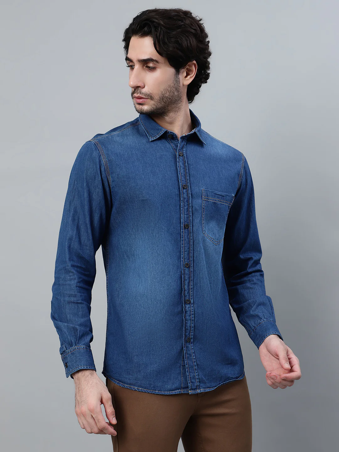 Casual Shirt for Men | Breathable & Soft with Color Fastness Regular Fit Spread Collar Neck Cotton Fabric Solid Pattern - Image 4