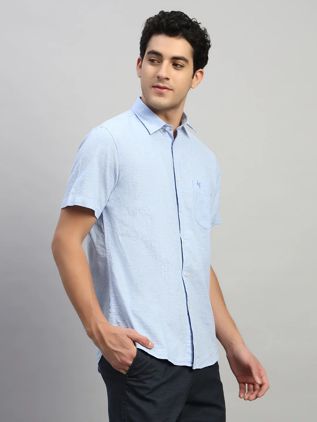 Casual Shirt for Men | Breathable & Soft with Color Fastness Regular Fit Spread Collar Neck Cotton Fabric Solid Pattern - Image 3