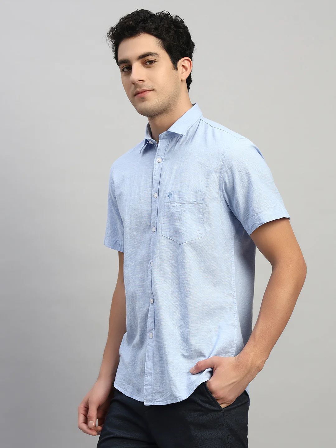 Casual Shirt for Men | Breathable & Soft with Color Fastness Regular Fit Spread Collar Neck Cotton Fabric Solid Pattern - Image 6