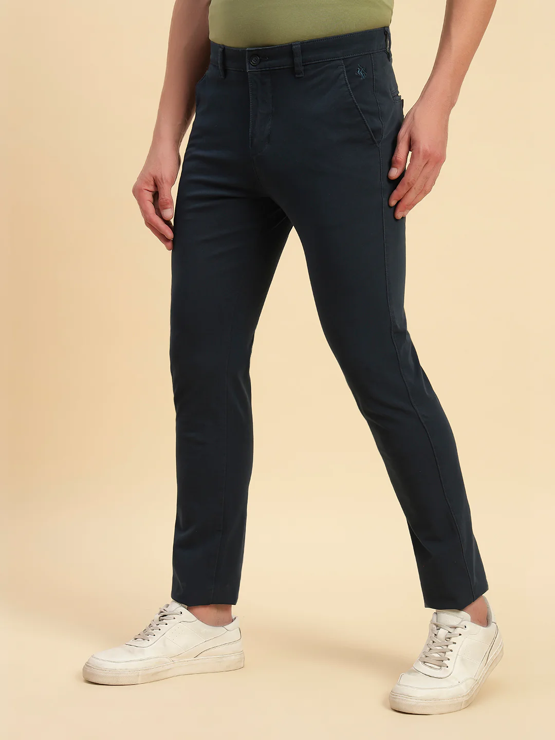 Casual Trouser for Men | Breathable & Soft with Color Fastness Regular Fit Cotton Blend Fabric Solid Pattern Button Closure - Image 4