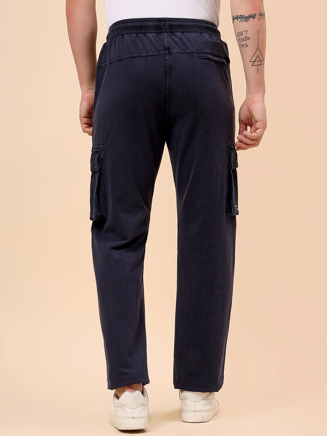 Men's Blue Solid Regular Fit Casual Cargo - Image 6