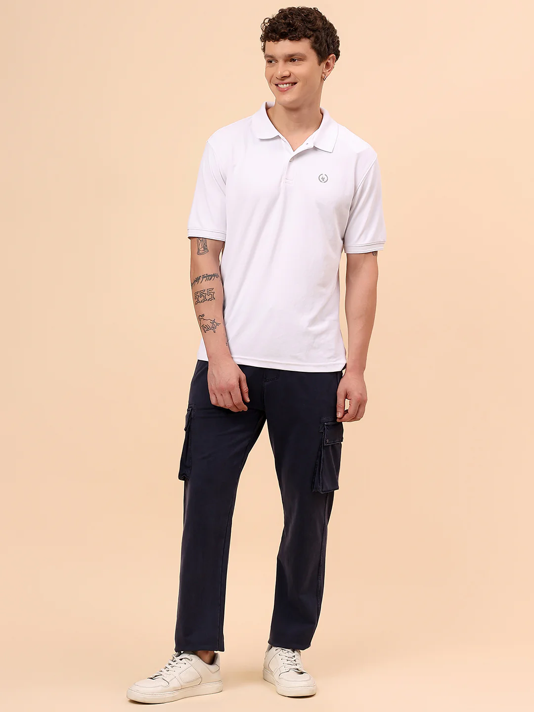 Men's Blue Solid Regular Fit Casual Cargo - Image 8