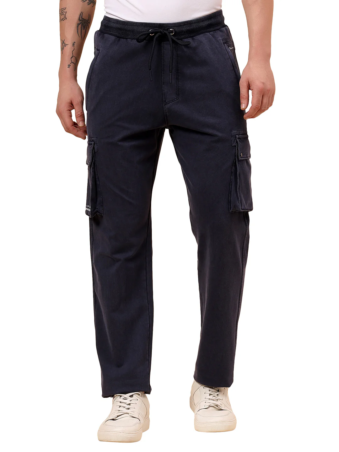 Men's Blue Solid Regular Fit Casual Cargo - Image 9