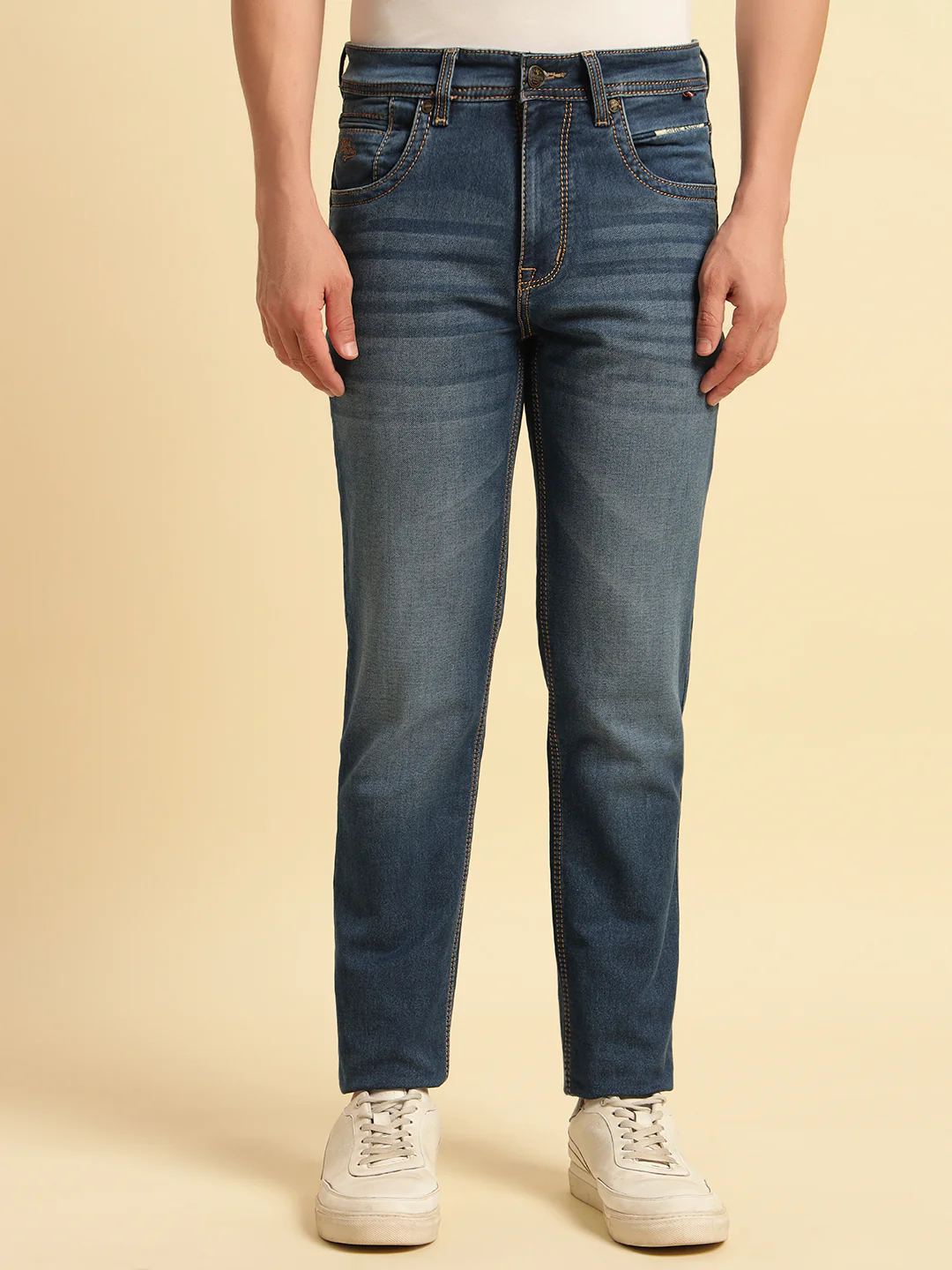 Denim Jeans for Men | Breathable & Soft with Color Fastness Slim Fit Cotton Fabric Solid Pattern Button Closure - Image 3
