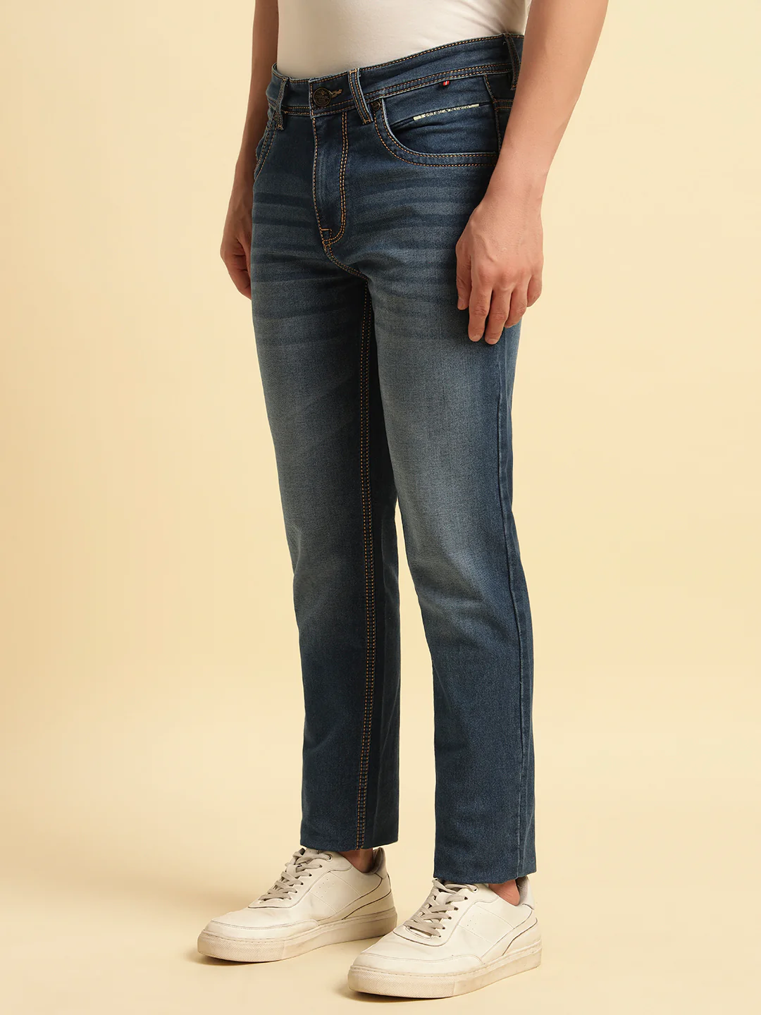 Denim Jeans for Men | Breathable & Soft with Color Fastness Slim Fit Cotton Fabric Solid Pattern Button Closure - Image 5
