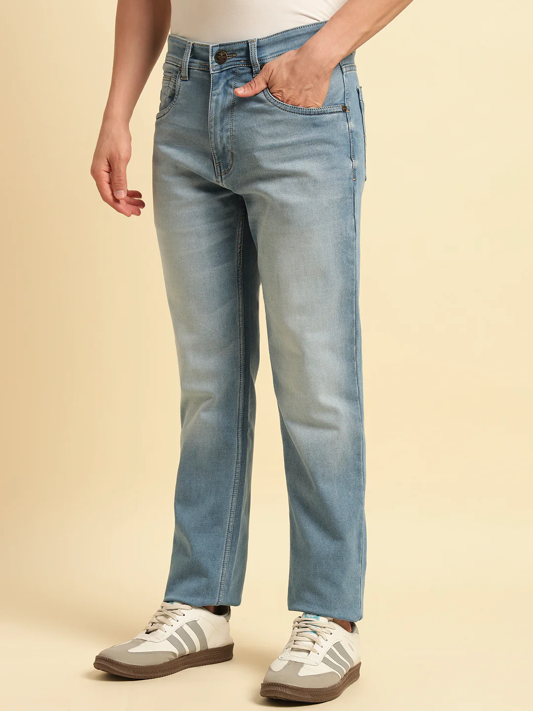 Denim Jeans for Men | Breathable & Soft with Color Fastness Straight Fit Cotton Fabric Solid Pattern Button Closure - Image 5