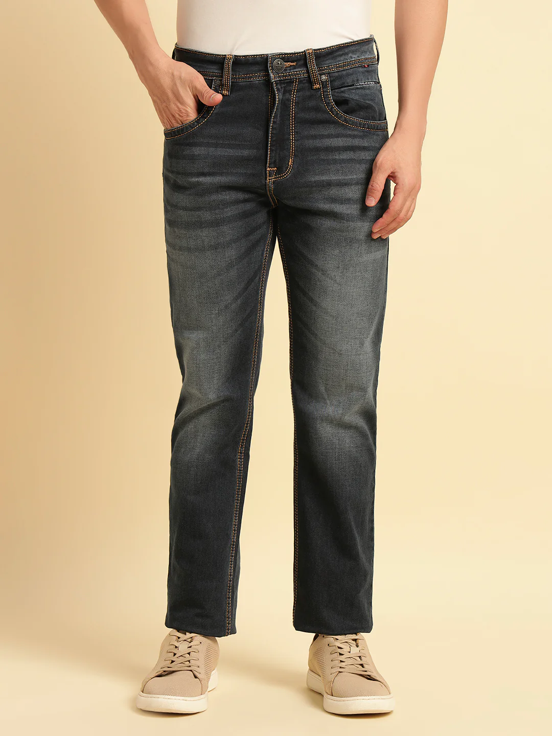 Denim Jeans for Men | Breathable & Soft with Color Fastness Straight Fit Cotton Fabric Solid Pattern Button Closure - Image 7
