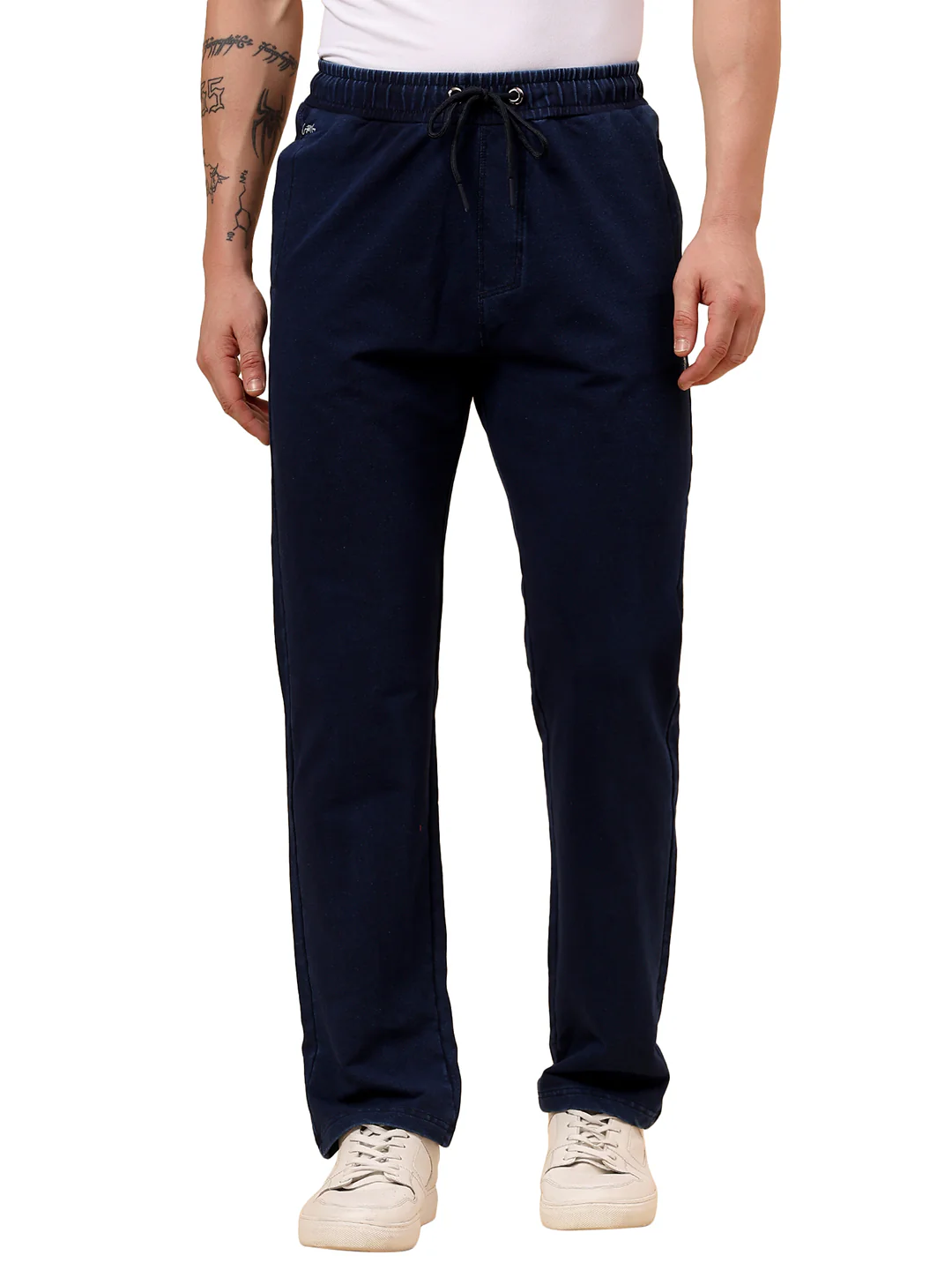 Men's Blue Solid Regular Fit Casual Track Pant - Image 9