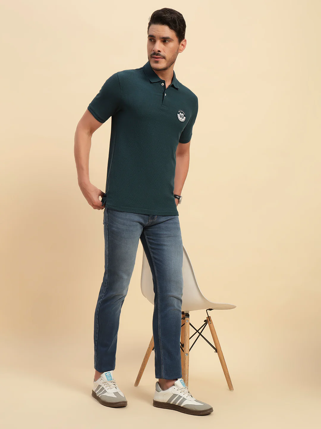 Denim Jeans for Men l Breathable & Soft with Color Fastness Slim Fit Cotton Fabric Solid Pattern Button Closure - Image 3
