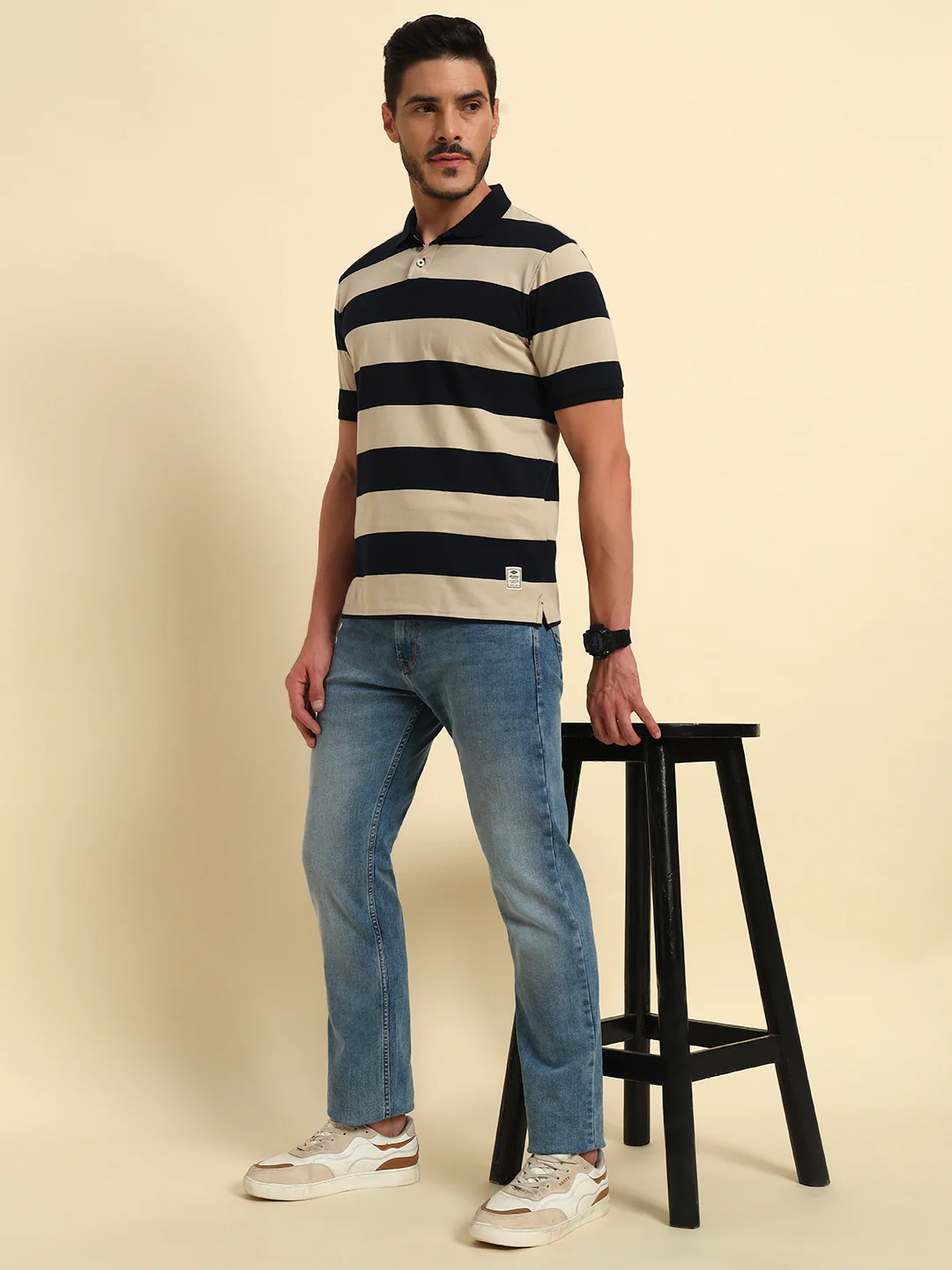 Denim Jeans for Men l Breathable & Soft with Color Fastness Straight Fit Cotton Fabric Solid Pattern Button Closure - Image 3
