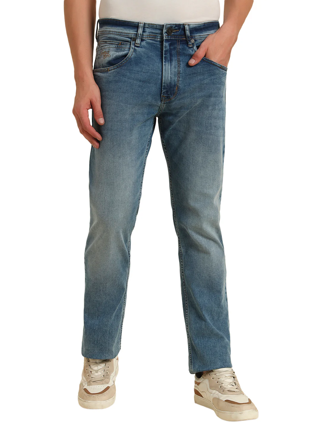 Denim Jeans for Men l Breathable & Soft with Color Fastness Straight Fit Cotton Fabric Solid Pattern Button Closure - Image 5