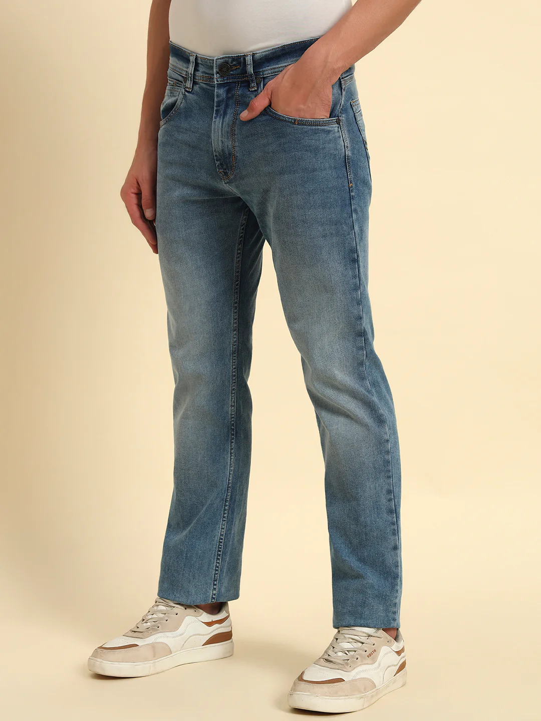 Denim Jeans for Men l Breathable & Soft with Color Fastness Straight Fit Cotton Fabric Solid Pattern Button Closure - Image 7
