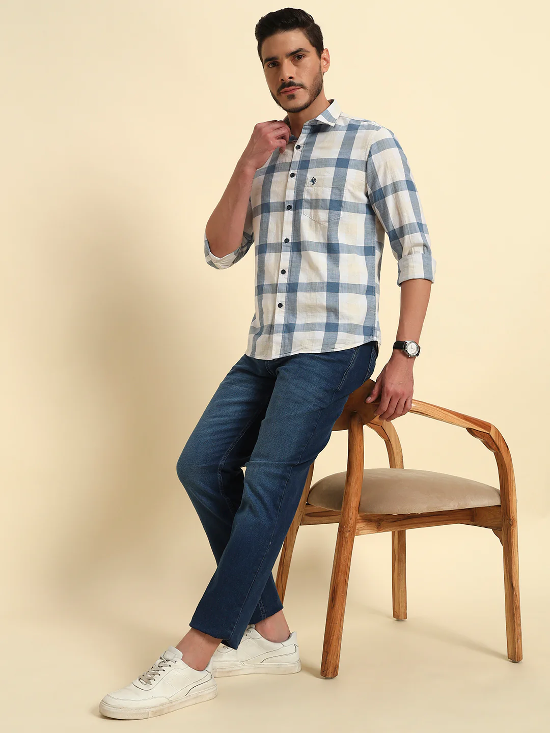 Denim Jeans for Men l Breathable & Soft with Color Fastness Straight Fit Cotton Fabric Solid Pattern Button Closure - Image 3