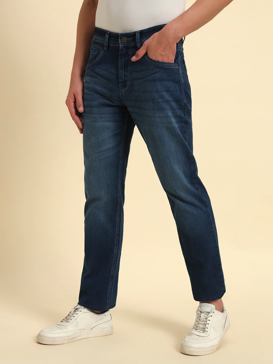 Denim Jeans for Men l Breathable & Soft with Color Fastness Straight Fit Cotton Fabric Solid Pattern Button Closure - Image 7