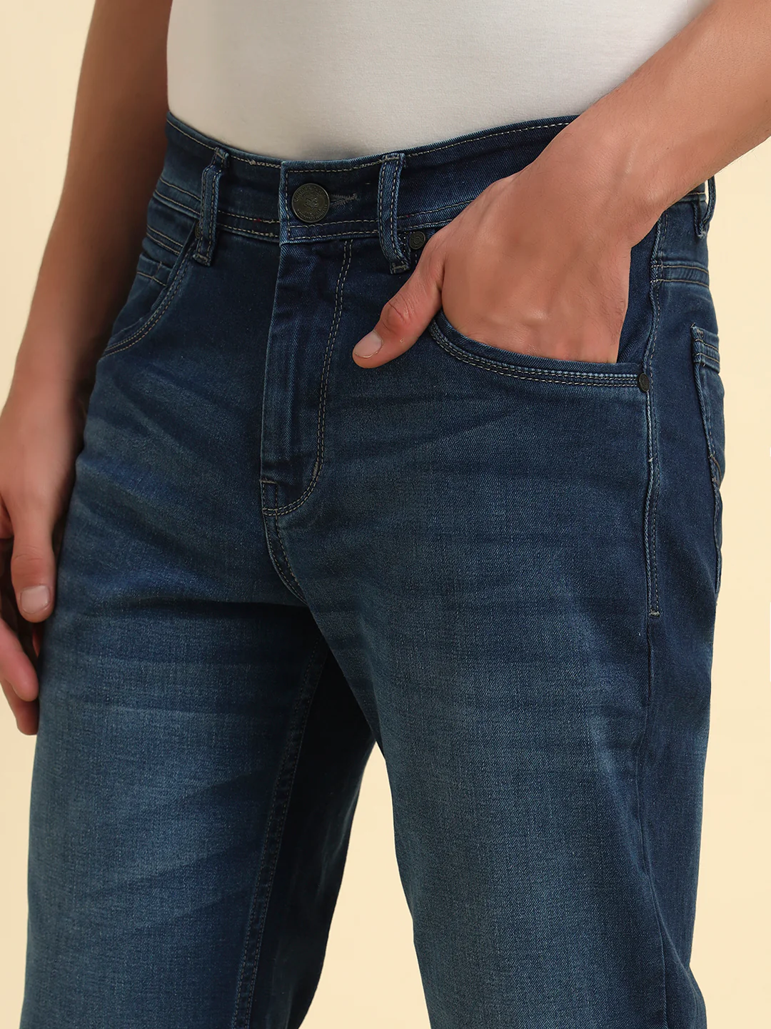 Denim Jeans for Men l Breathable & Soft with Color Fastness Straight Fit Cotton Fabric Solid Pattern Button Closure - Image 9