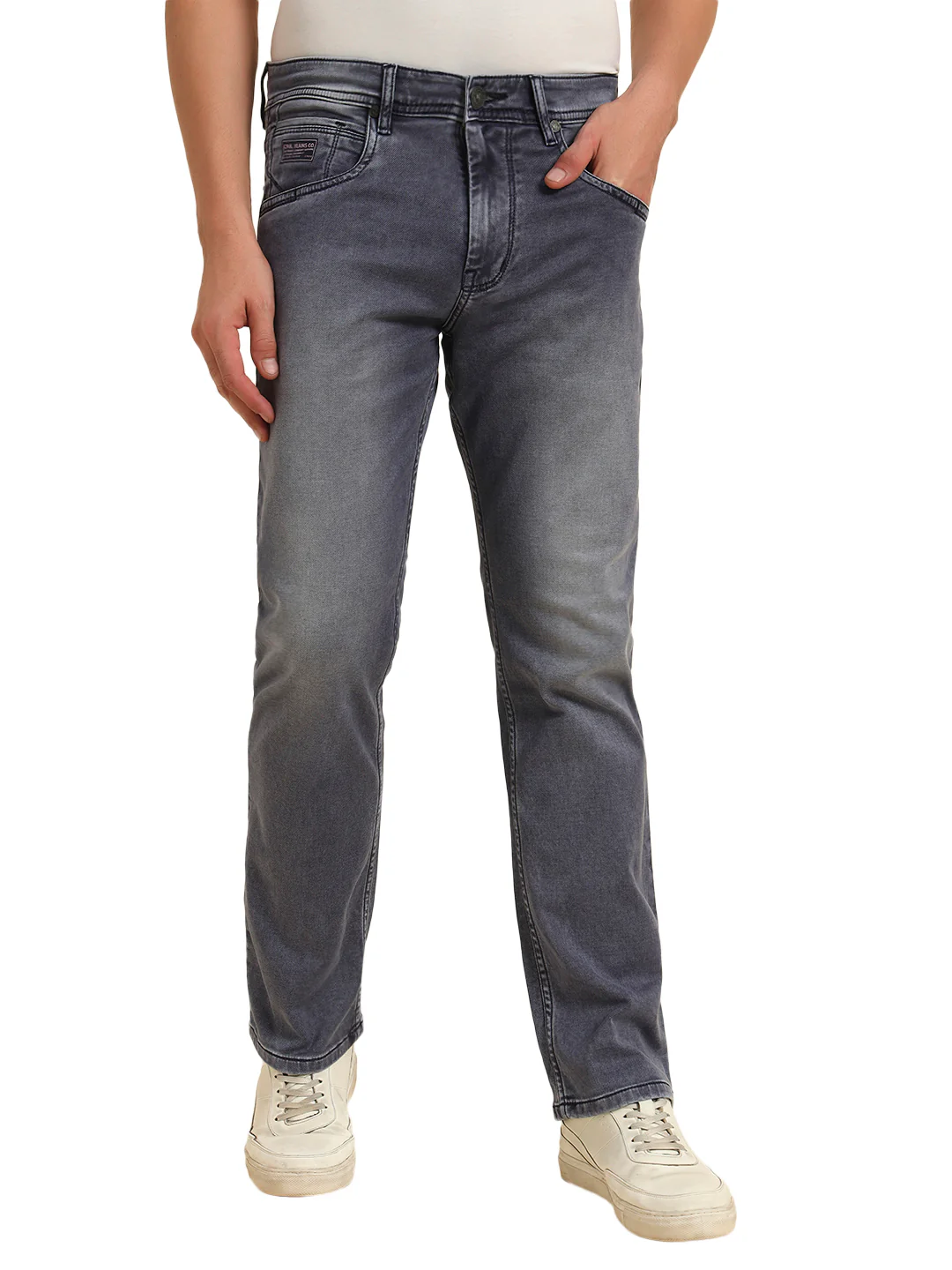 Denim Jeans for Men l Breathable & Soft with Color Fastness Straight Fit Cotton Fabric Solid Pattern Button Closure - Image 3