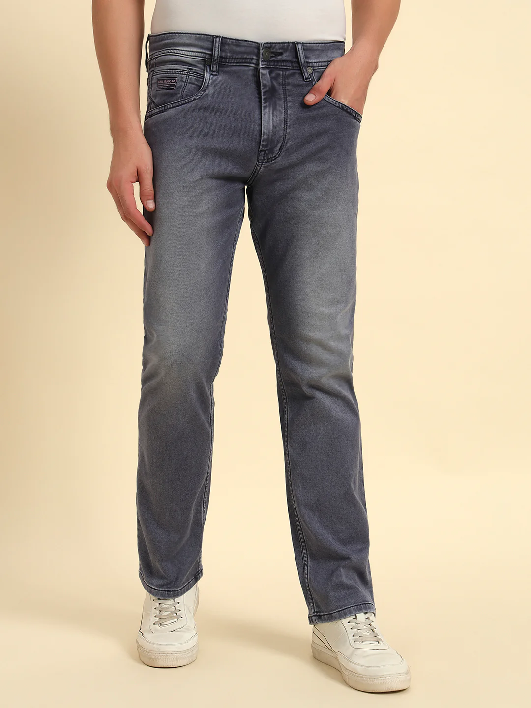 Denim Jeans for Men l Breathable & Soft with Color Fastness Straight Fit Cotton Fabric Solid Pattern Button Closure - Image 4
