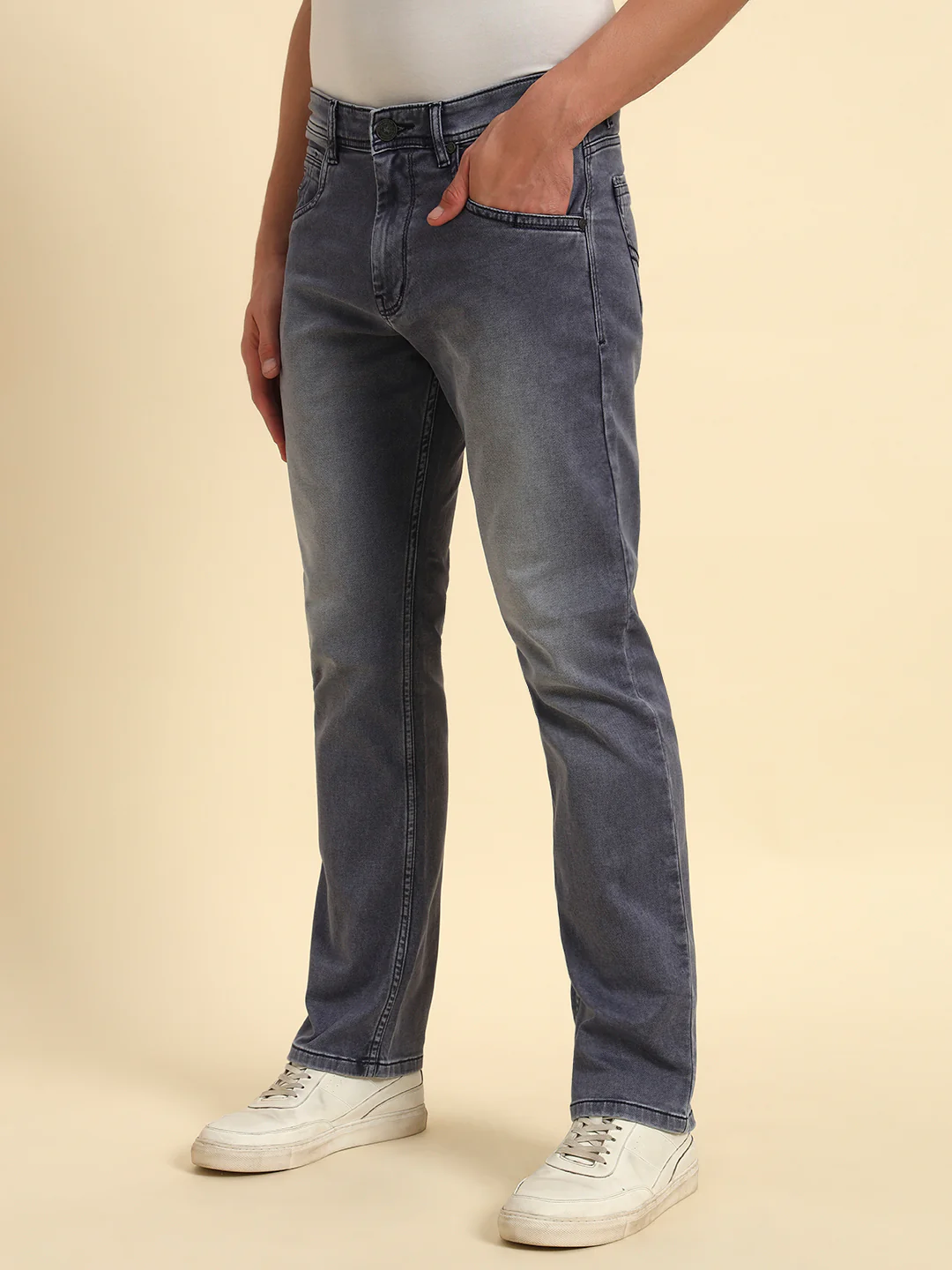 Denim Jeans for Men l Breathable & Soft with Color Fastness Straight Fit Cotton Fabric Solid Pattern Button Closure - Image 5