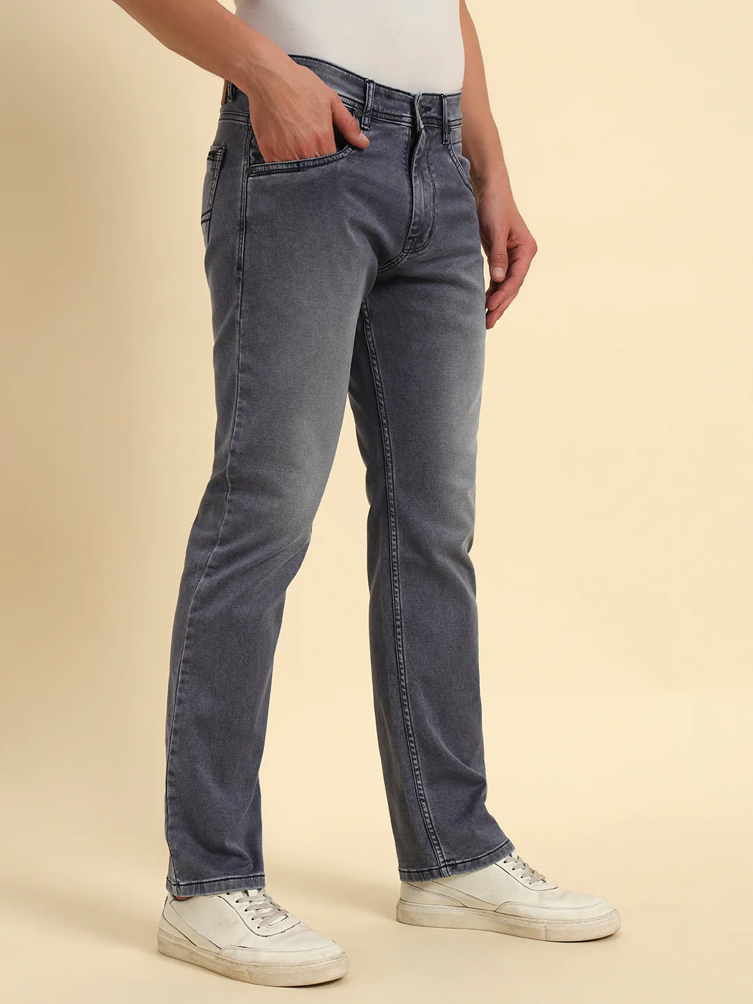 Denim Jeans for Men l Breathable & Soft with Color Fastness Straight Fit Cotton Fabric Solid Pattern Button Closure - Image 6