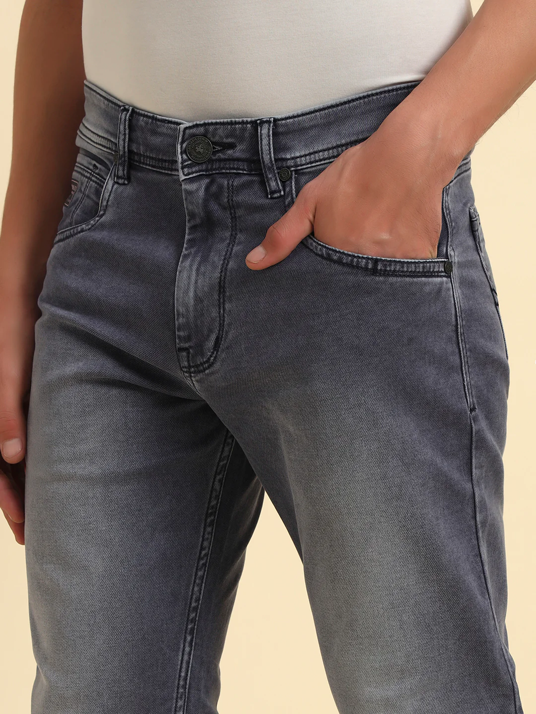Denim Jeans for Men l Breathable & Soft with Color Fastness Straight Fit Cotton Fabric Solid Pattern Button Closure - Image 8