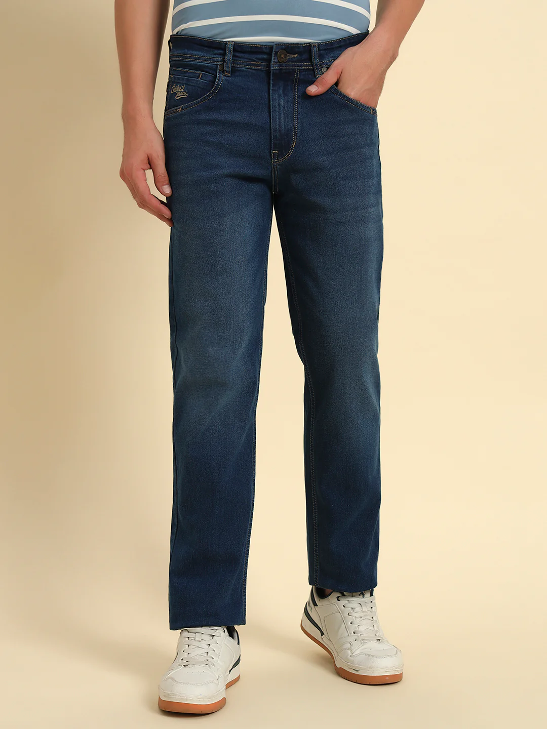 Denim Jeans for Men l Breathable & Soft with Color Fastness Straight Fit Cotton Fabric Solid Pattern Button Closure - Image 5