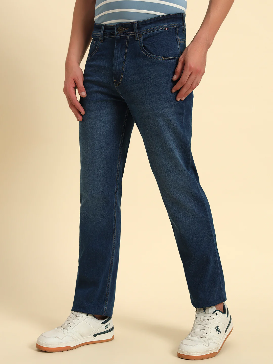 Denim Jeans for Men l Breathable & Soft with Color Fastness Straight Fit Cotton Fabric Solid Pattern Button Closure - Image 6