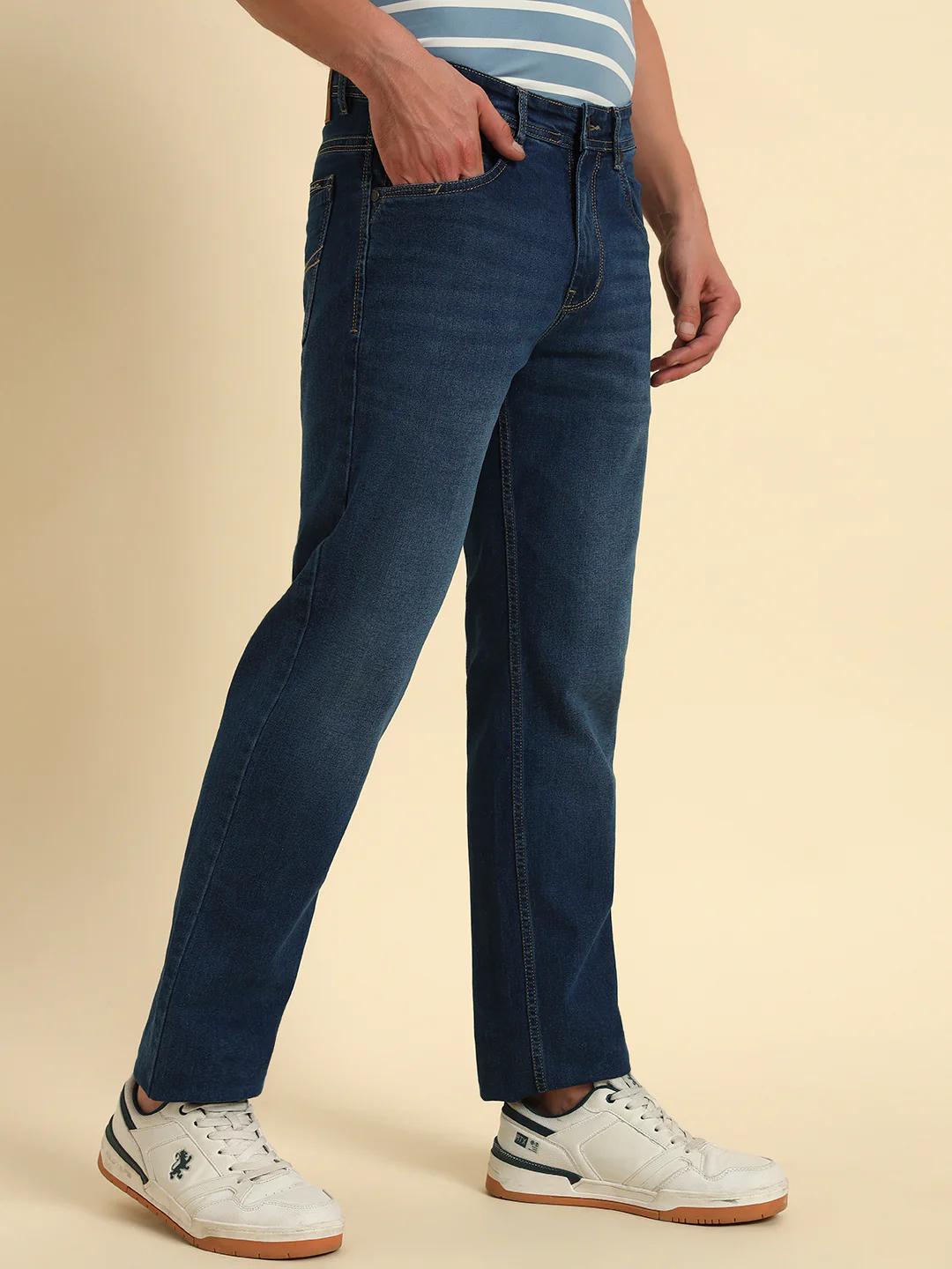 Denim Jeans for Men l Breathable & Soft with Color Fastness Straight Fit Cotton Fabric Solid Pattern Button Closure - Image 7