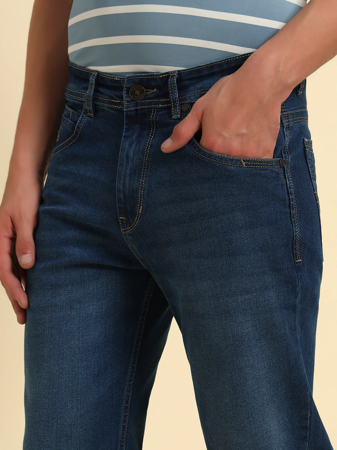 Denim Jeans for Men l Breathable & Soft with Color Fastness Straight Fit Cotton Fabric Solid Pattern Button Closure - Image 8