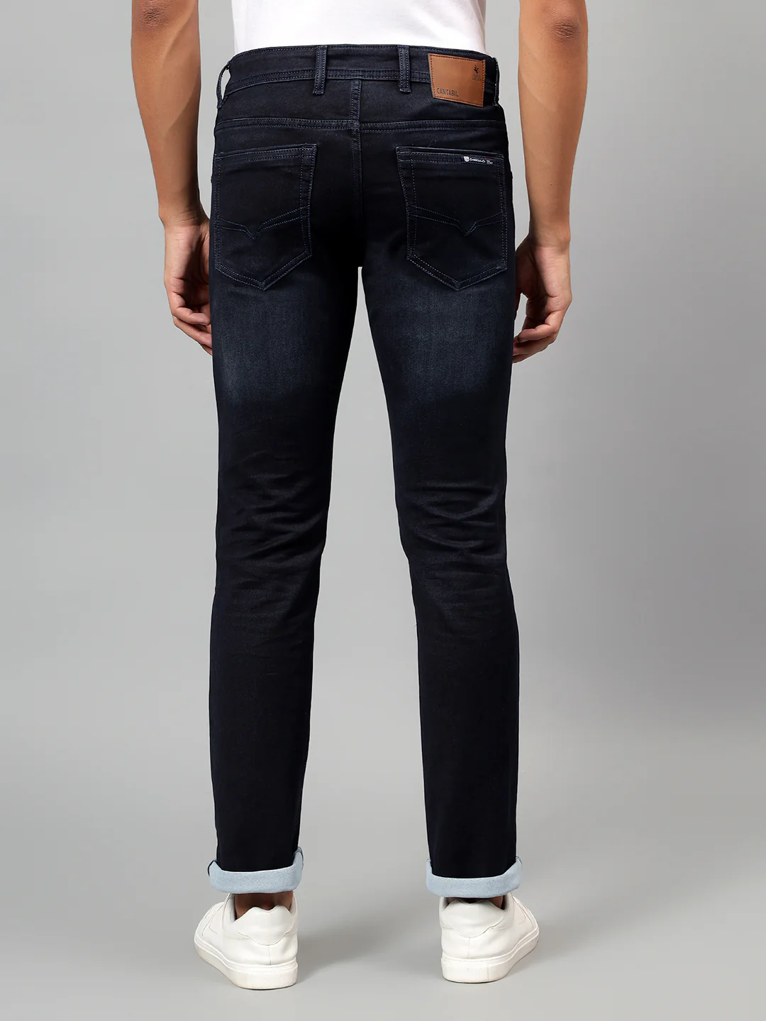 Denim Jeans for Men l Breathable & Soft with Color Fastness Ultra Narrow Fit Cotton Fabric Solid Pattern Button Closure - Image 2