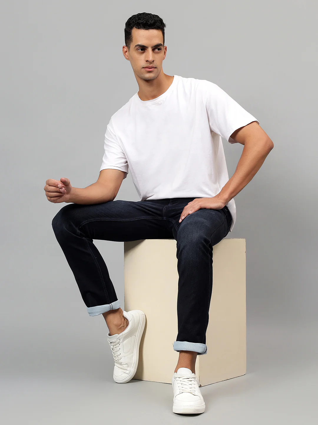 Denim Jeans for Men l Breathable & Soft with Color Fastness Ultra Narrow Fit Cotton Fabric Solid Pattern Button Closure - Image 6