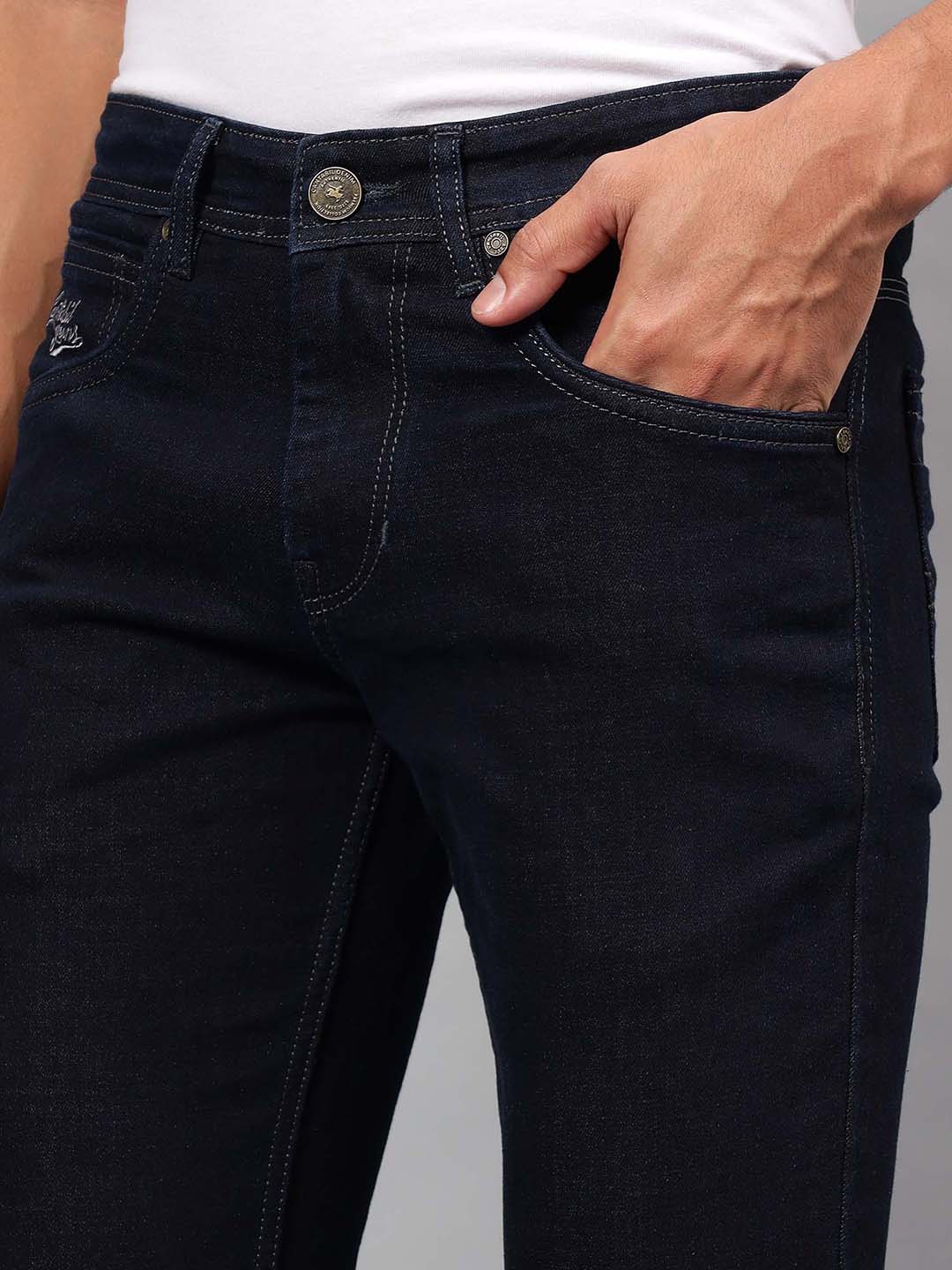 Denim Jeans for Men l Breathable & Soft with Color Fastness Ultra Narrow Fit Cotton Fabric Solid Pattern Button Closure - Image 6