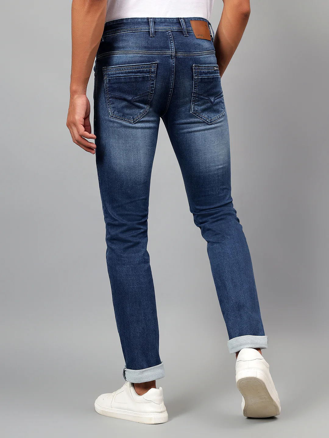 Denim Jeans for Men l Breathable & Soft with Color Fastness Ultra Narrow Fit Cotton Fabric Solid Pattern Button Closure - Image 5