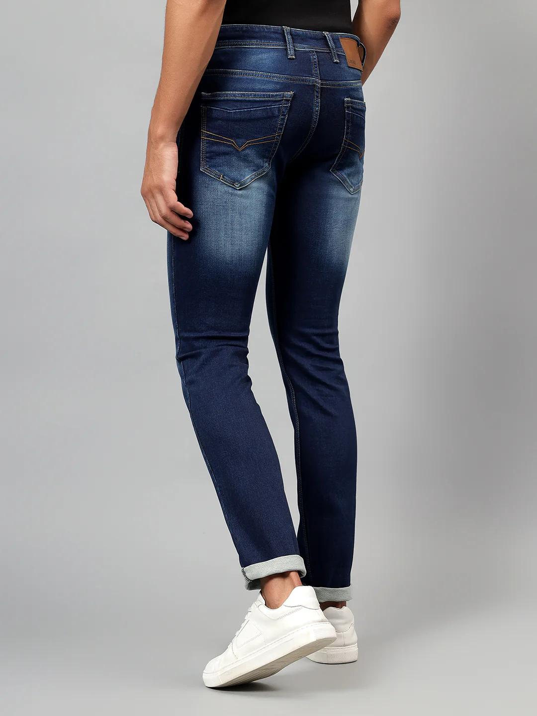 Denim Jeans for Men l Breathable & Soft with Color Fastness Ultra Narrow Fit Cotton Fabric Solid Pattern Button Closure - Image 5