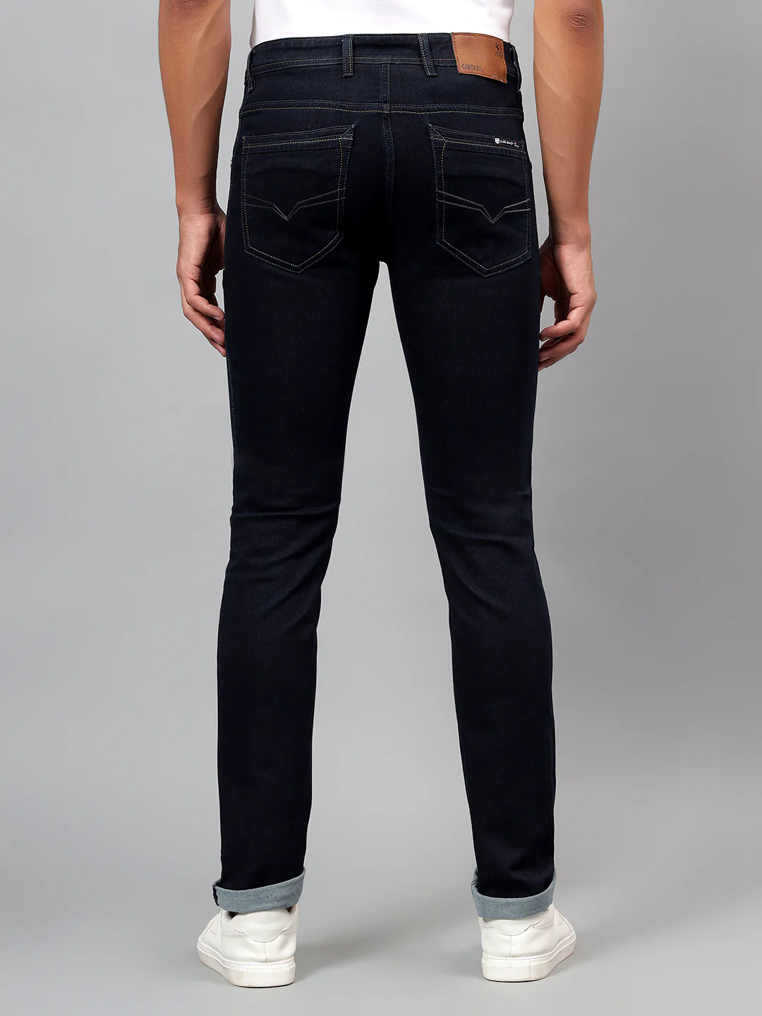 Denim Jeans for Men l Breathable & Soft with Color Fastness Ultra Narrow Fit Cotton Fabric Solid Pattern Button Closure - Image 5