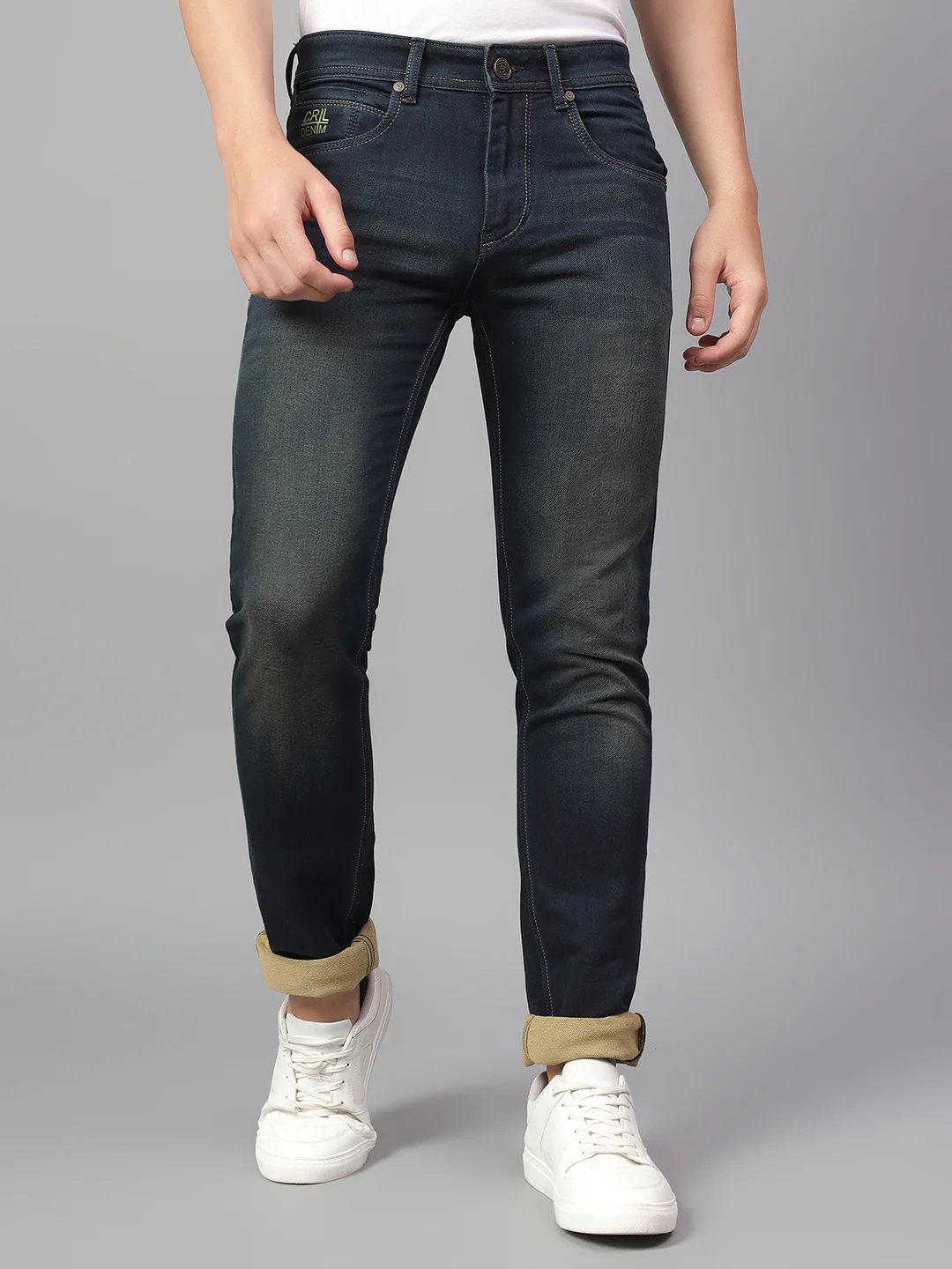 Denim Jeans for Men l Breathable & Soft with Color Fastness Ultra Narrow Fit Cotton Fabric Solid Pattern Button Closure - Image 2