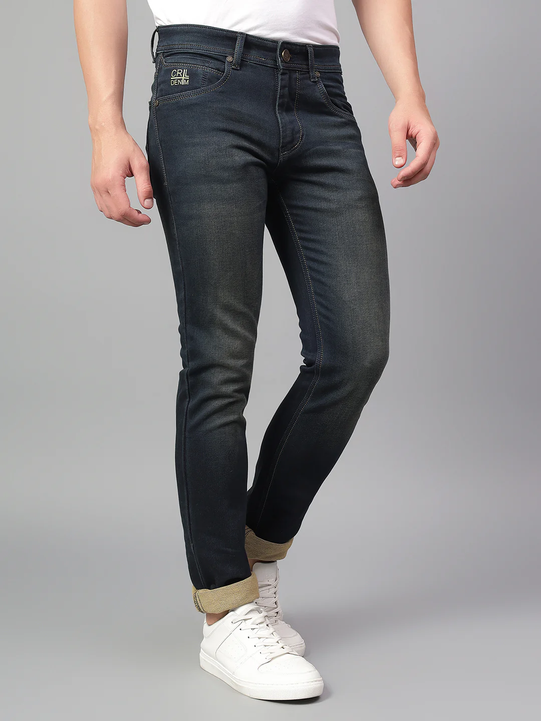Denim Jeans for Men l Breathable & Soft with Color Fastness Ultra Narrow Fit Cotton Fabric Solid Pattern Button Closure - Image 5