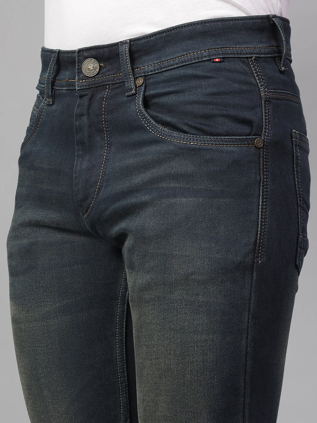 Denim Jeans for Men l Breathable & Soft with Color Fastness Ultra Narrow Fit Cotton Fabric Solid Pattern Button Closure - Image 6