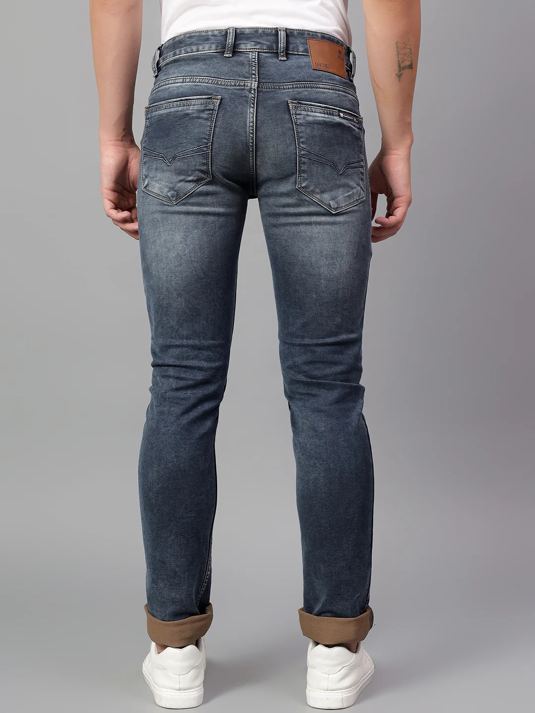 Denim Jeans for Men l Breathable & Soft with Color Fastness Ultra Narrow Fit Cotton Fabric Solid Pattern Button Closure - Image 5