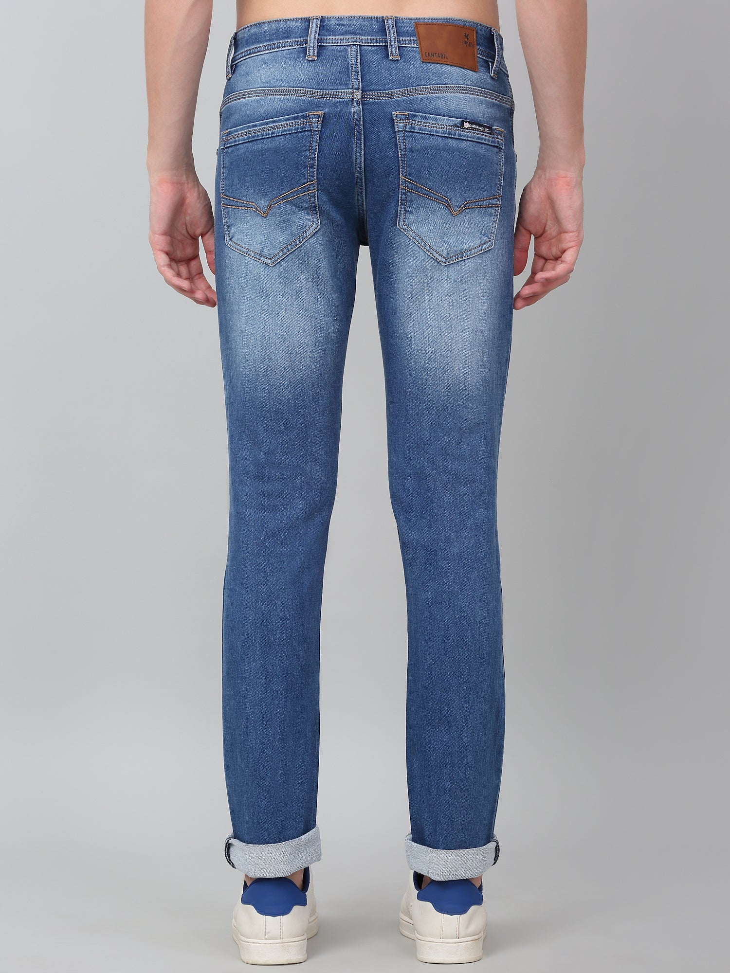 Denim Jeans for Men l Breathable & Soft with Color Fastness Ultra Narrow Fit Cotton Fabric Solid Pattern Button Closure - Image 2
