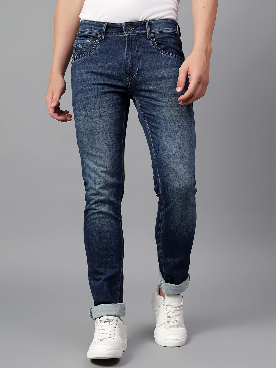 Denim Jeans for Men l Breathable & Soft with Color Fastness Ultra Narrow Fit Cotton Fabric Solid Pattern Button Closure - Image 2
