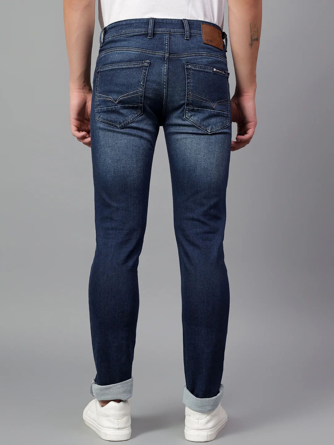 Denim Jeans for Men l Breathable & Soft with Color Fastness Ultra Narrow Fit Cotton Fabric Solid Pattern Button Closure - Image 3
