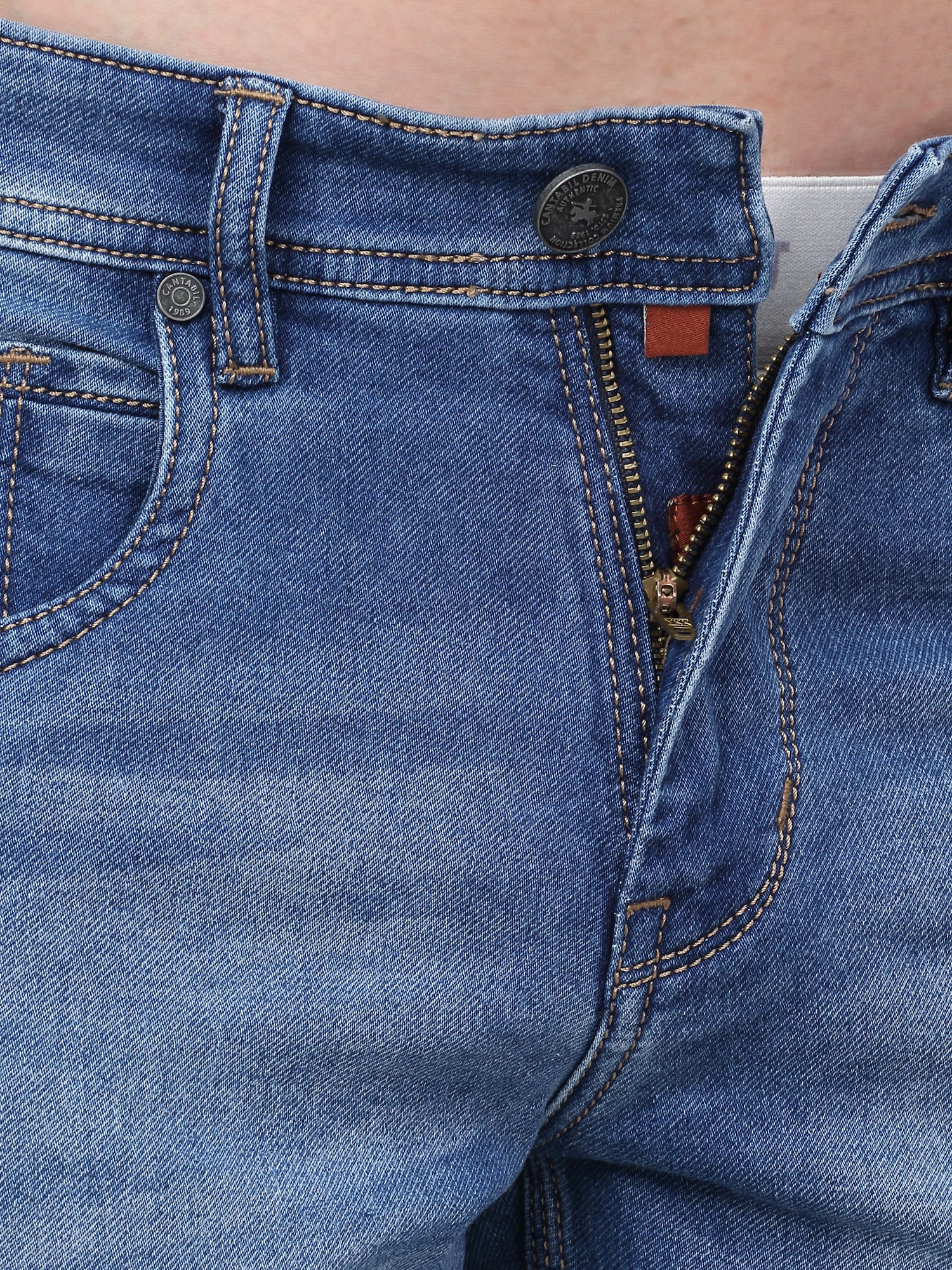 Denim Jeans for Men l Breathable & Soft with Color Fastness Ultra Narrow Fit Cotton Fabric Solid Pattern Button Closure - Image 6