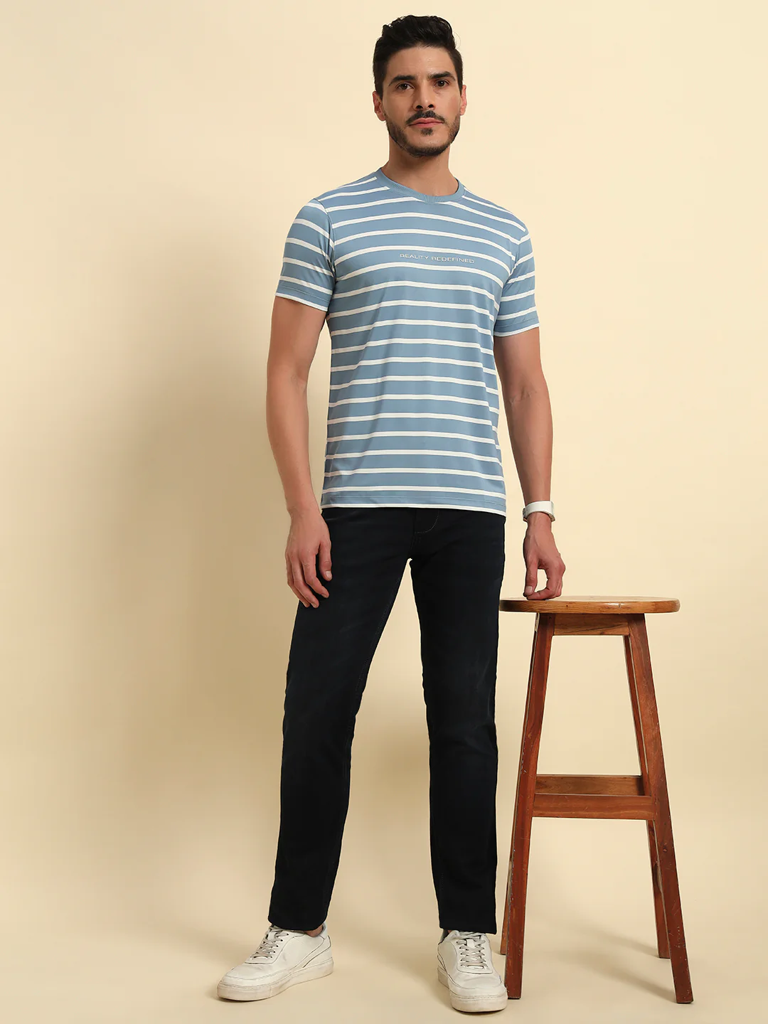 Denim Jeans for Men l Breathable & Soft with Color Fastness Ultra Narrow Fit Cotton Fabric Solid Pattern Button Closure - Image 3
